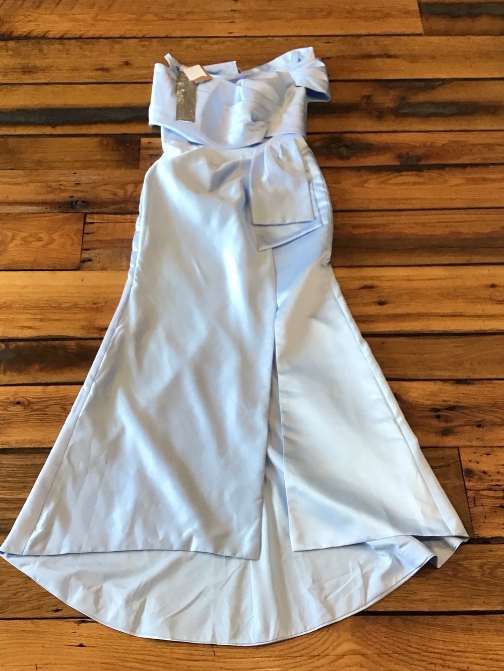 BNWT Missacc Mother Bride Ice Blue Off Shoulder Rousing Sashed Front Split 12
